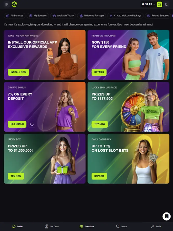 Exclusive bonuses at Mateslots casino