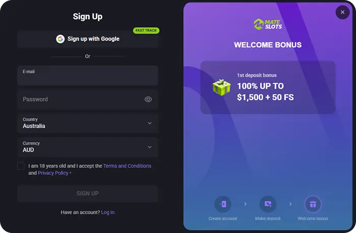 Casino Mateslots Registration Process